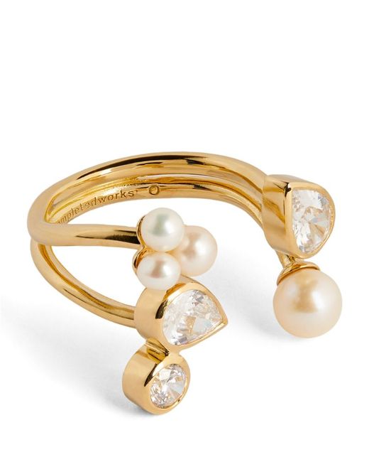 Completedworks Cubic Zirconia and Pearl Chasing Shadows Ring
