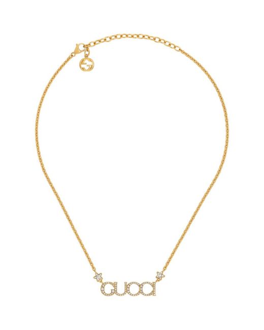 Gucci Embellished Script Letter Necklace