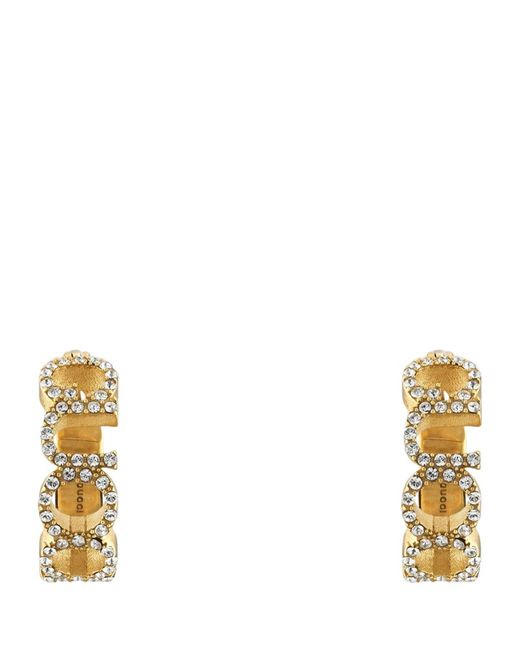 Gucci Embellished Letter Hoop Earrings
