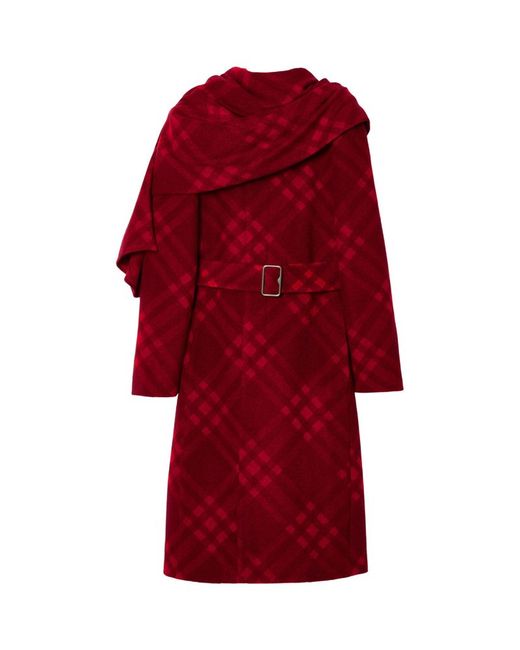 Burberry Wool-Blend Check Draped Coat