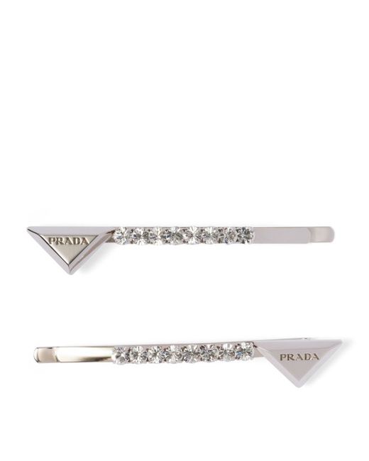 Prada Set of 2 Embellished Triangle Hair Clips