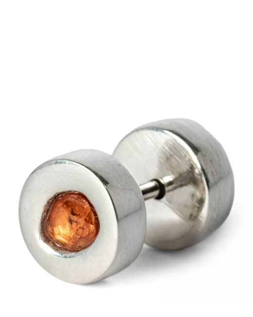 Parts Of Four Sterling and Orange Sapphire Single Stud Earring