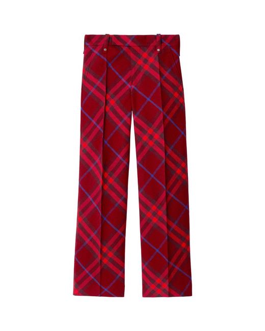 Burberry Wool Check Print Straight Trousers