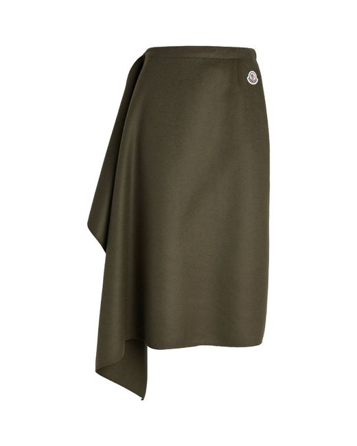Moncler Wool-Cashmere Wrap Midi Skirt