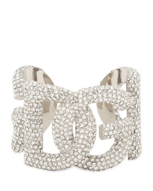Dolce & Gabbana Embellished DG Millennials Logo Cuff Bracelet
