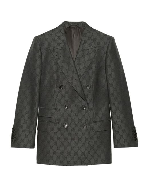 Gucci Wool GG Jacquard Double-Breasted Jacket