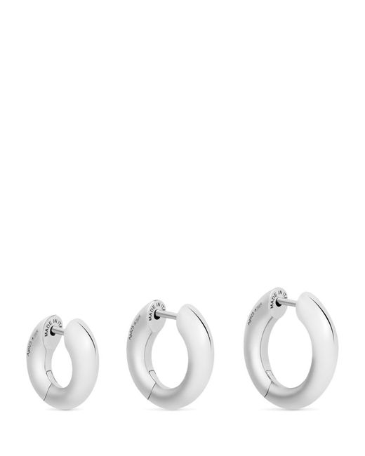 Balenciaga Set of 3 Sterling Hoop Earrings