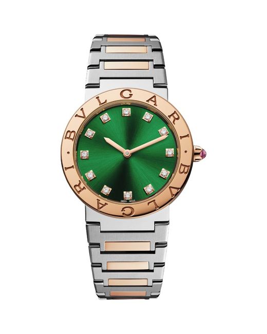 Bvlgari Stainless Steel and Rose Gold Lady Watch 33mm