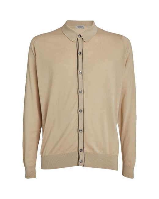 John Smedley Cotton Button-Up Polo Shirt