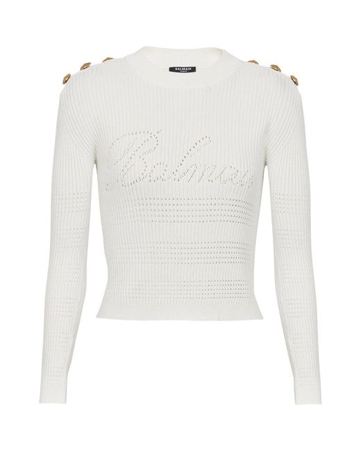 Balmain Button-Detail Logo Sweater