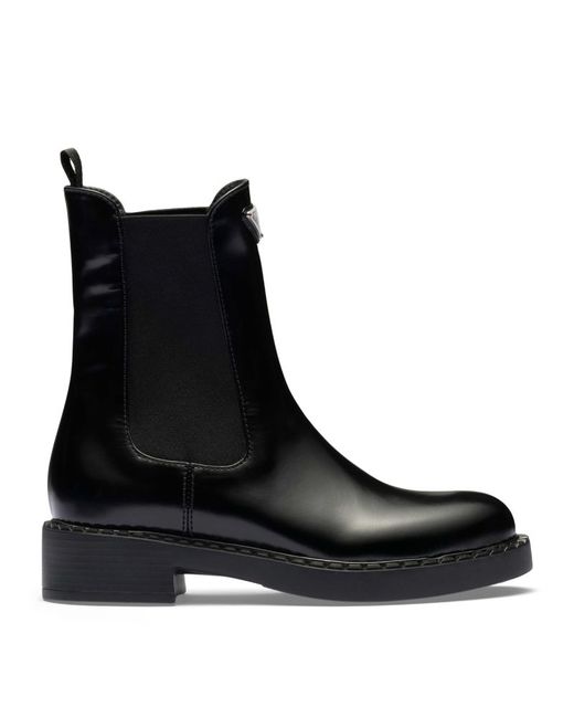Prada Brushed Leather Chelsea Boots 50