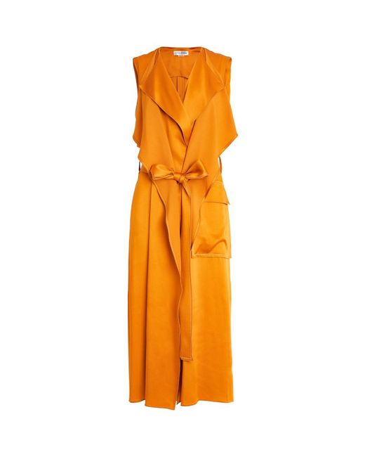 Victoria Beckham Satin Trench Coat Wrap Dress