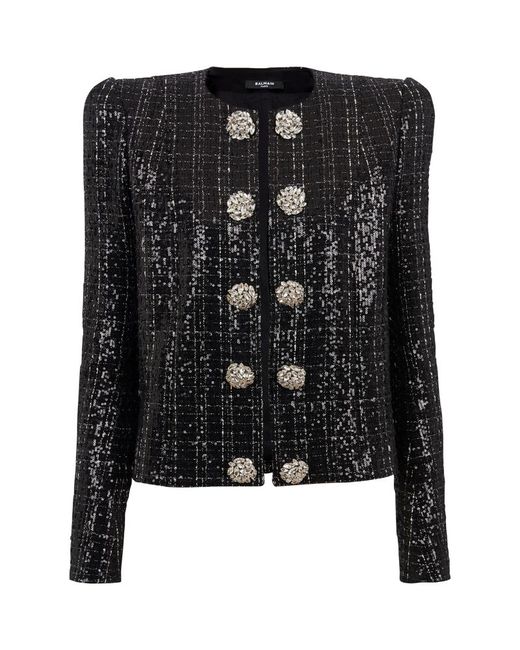 Balmain Tweed Sequin-Embellished Jacket