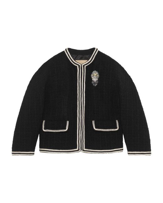Gucci Bouclé Tweed Brooch-Detail Jacket