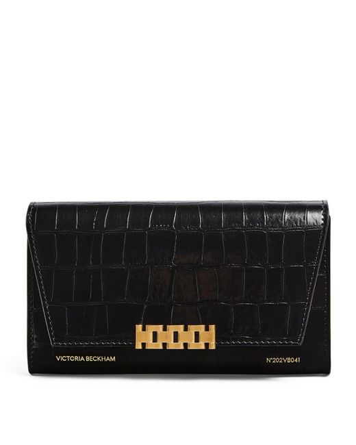 Victoria Beckham Croc-Embossed Leather Chain Wallet