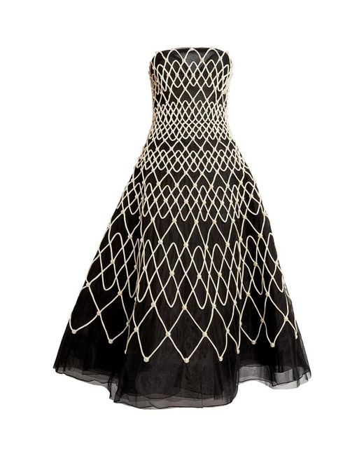 Carolina Herrera Strapless Embellished Midi Dress