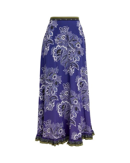 Etro Floral Ruffle Midi Skirt
