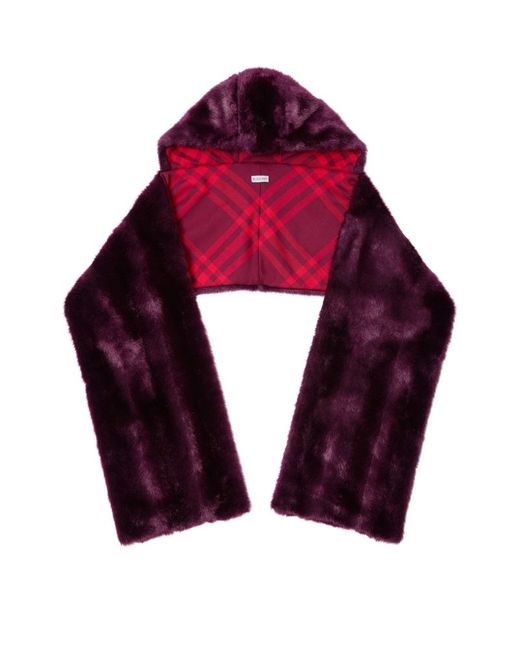Burberry Faux Fur Hooded Scarf