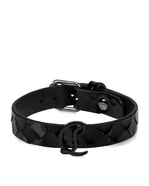 Christian Louboutin Embossed Leather CL Logo Bracelet