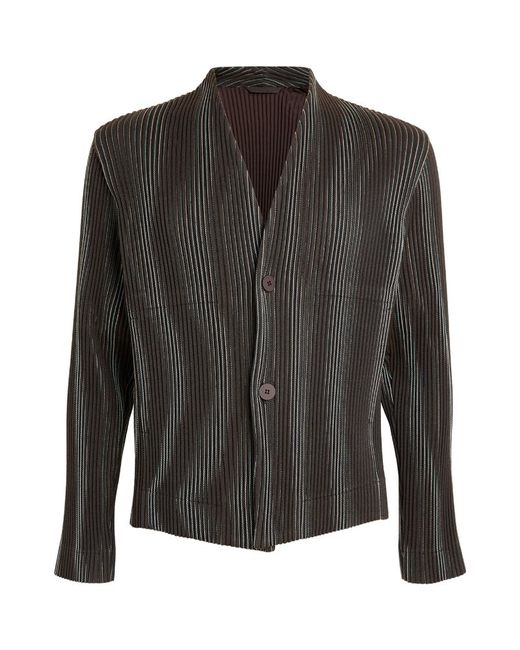 Homme Pliss Issey Miyake Striped Pleated Cardigan