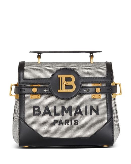 Balmain Canvas-Leather B-Buzz 23 Shoulder Bag