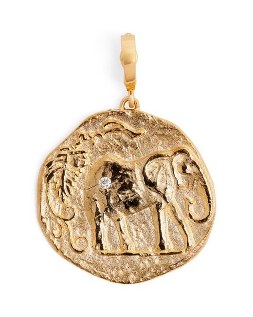 Azlee Large Yellow and Diamond Elefante Coin Charm