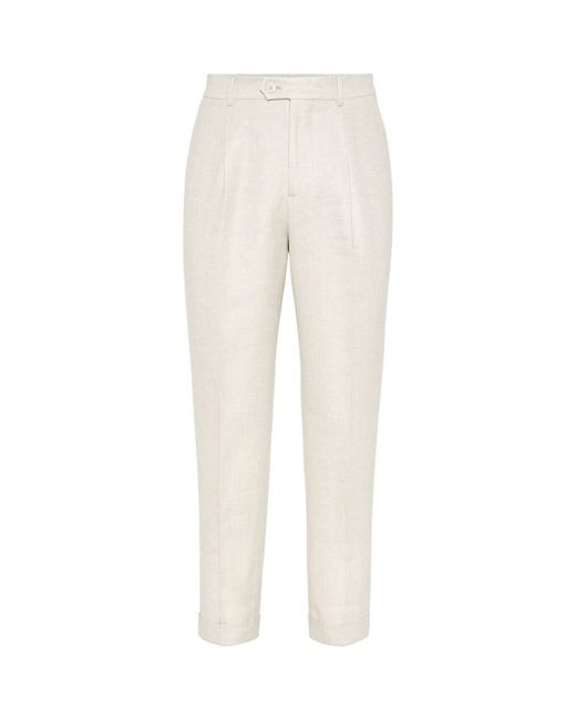 Brunello Cucinelli Linen-Blend Pleated Trousers