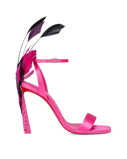 Christian Louboutin Condora Queen Feather-Embellished Sandals 100