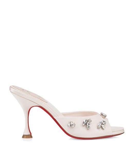 Christian Louboutin Silk Degraqueen Embellished Mules 85