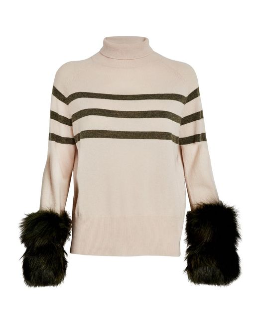 Izaak Azanei Fox Fur-Trim Merino Wool Polo Sweater