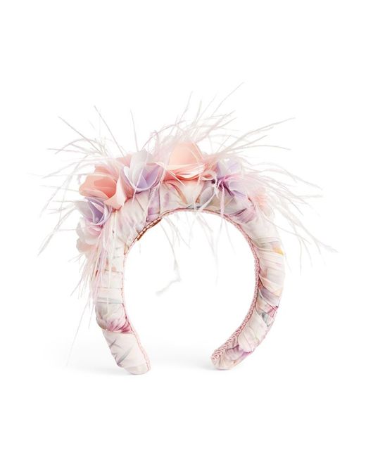 Eirene Satin Floral Feather Headband