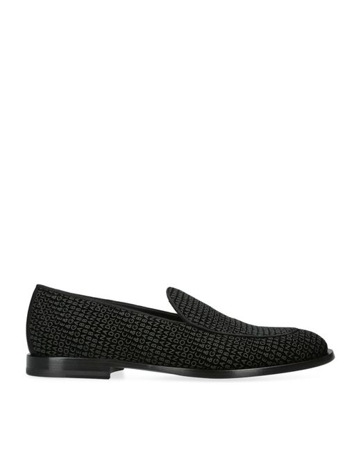 Dolce & Gabbana Velvet Monogram Loafers
