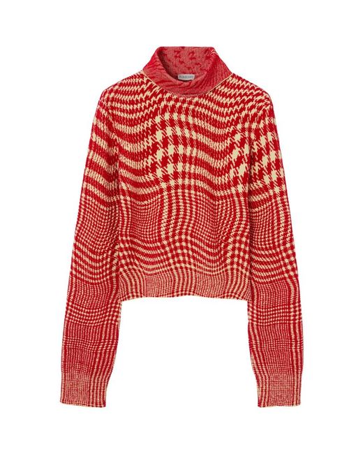 Burberry Wool-Blend Warped Houndstooth Sweater