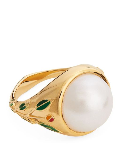Casablanca Faux-Pearl Signet Ring