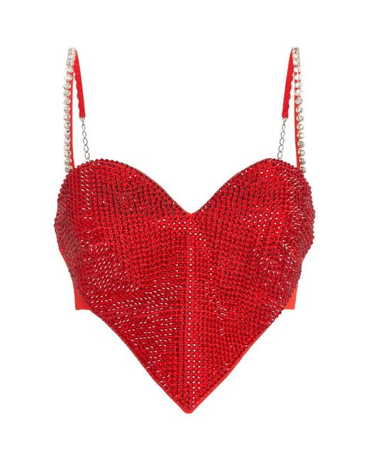 Area NYC Wool Embellished Heart Crop Top