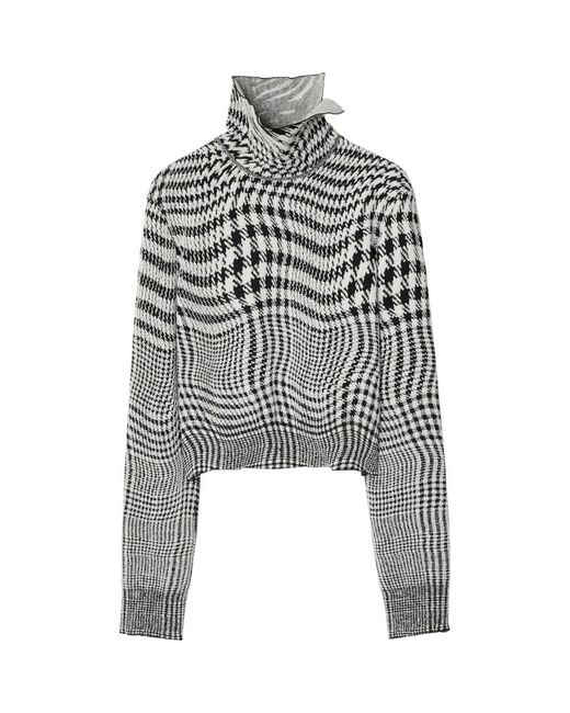Burberry Wool-Blend Warped Houndstooth Sweater