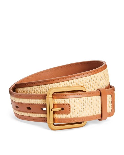 Zimmermann Leather and Raffia Belt