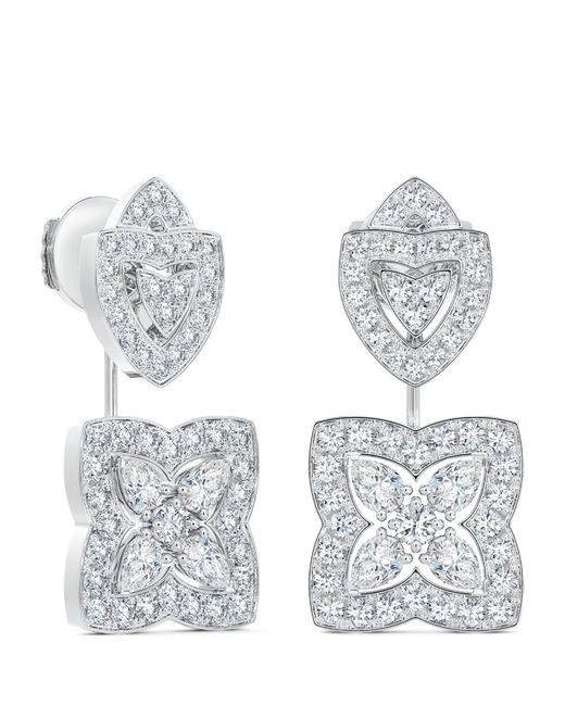 De Beers Jewellers White and Diamond Enchanted Lotus Drop Earrings