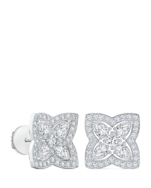 De Beers Jewellers White and Diamond Enchanted Lotus Stud Earrings