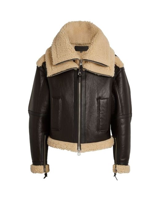 Mackage Shearling-Lined Double-Collar Leather Jacket