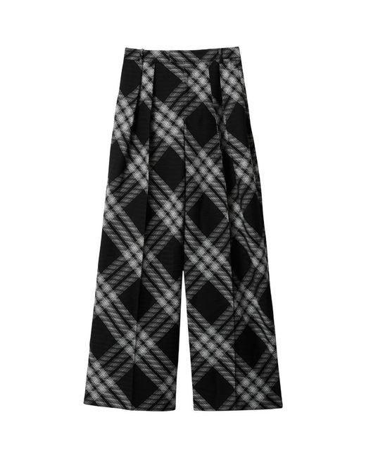 Burberry Wool Check Pleated Trousers
