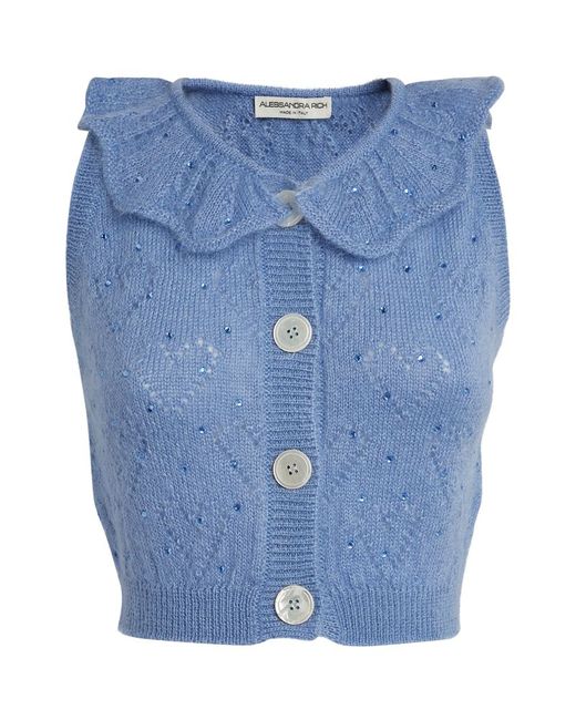 Alessandra Rich Embellished Knitted Crop Top