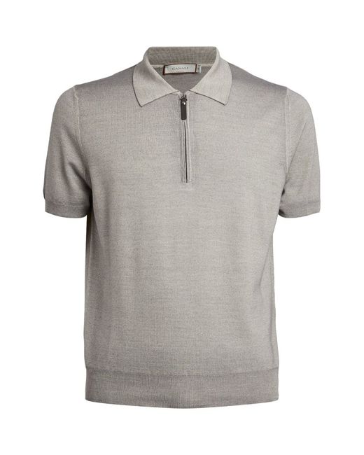 Canali Wool-Blend Half-Zip Polo Shirt