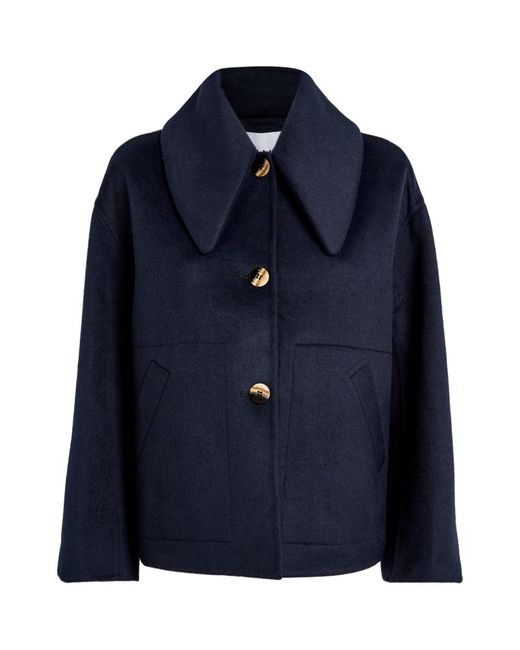 Ganni Wool-Blend Wide-Collar Coat