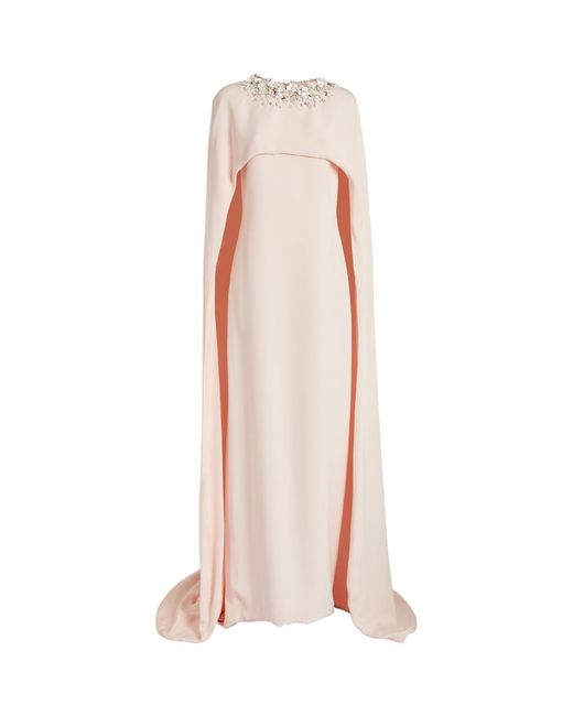 Celia Kritharioti Embellished-Cape Gown