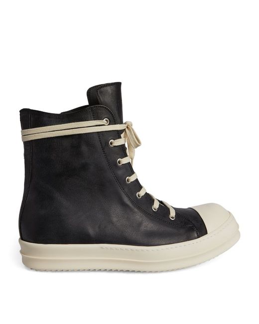 Rick Owens Leather High-Top Sneakers