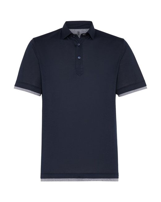 Brunello Cucinelli SIlk-Blend Faux-Layered Polo Shirt