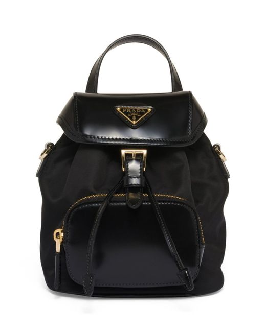Prada Re-Nylon and Leather Backpack Shoulder Bag