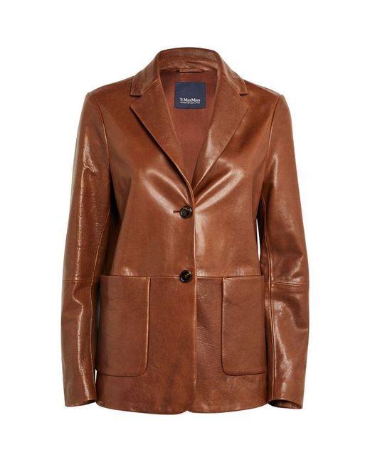 Max Mara Leather Collared Jacket