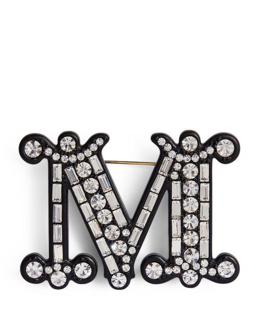 Max Mara Crystal-Embellished Monogram Brooch